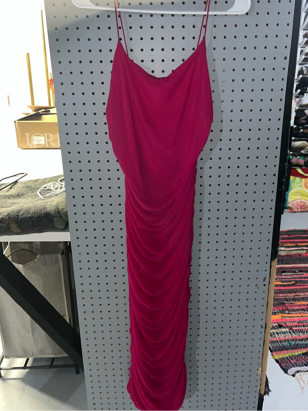 Fuschia Bodycon Ruched Dress